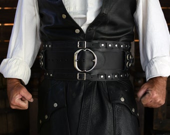 Dredmor's Signature Black Weaved Warrior Belt with Rings