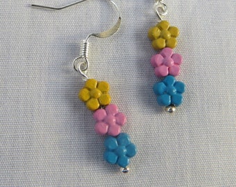 Tiny Drop Earring Sweet Flower Earrings Colorful Spring Earrings Tiny Colorful Floral Earrings Summer Earrings Spring Earrings Small Drops