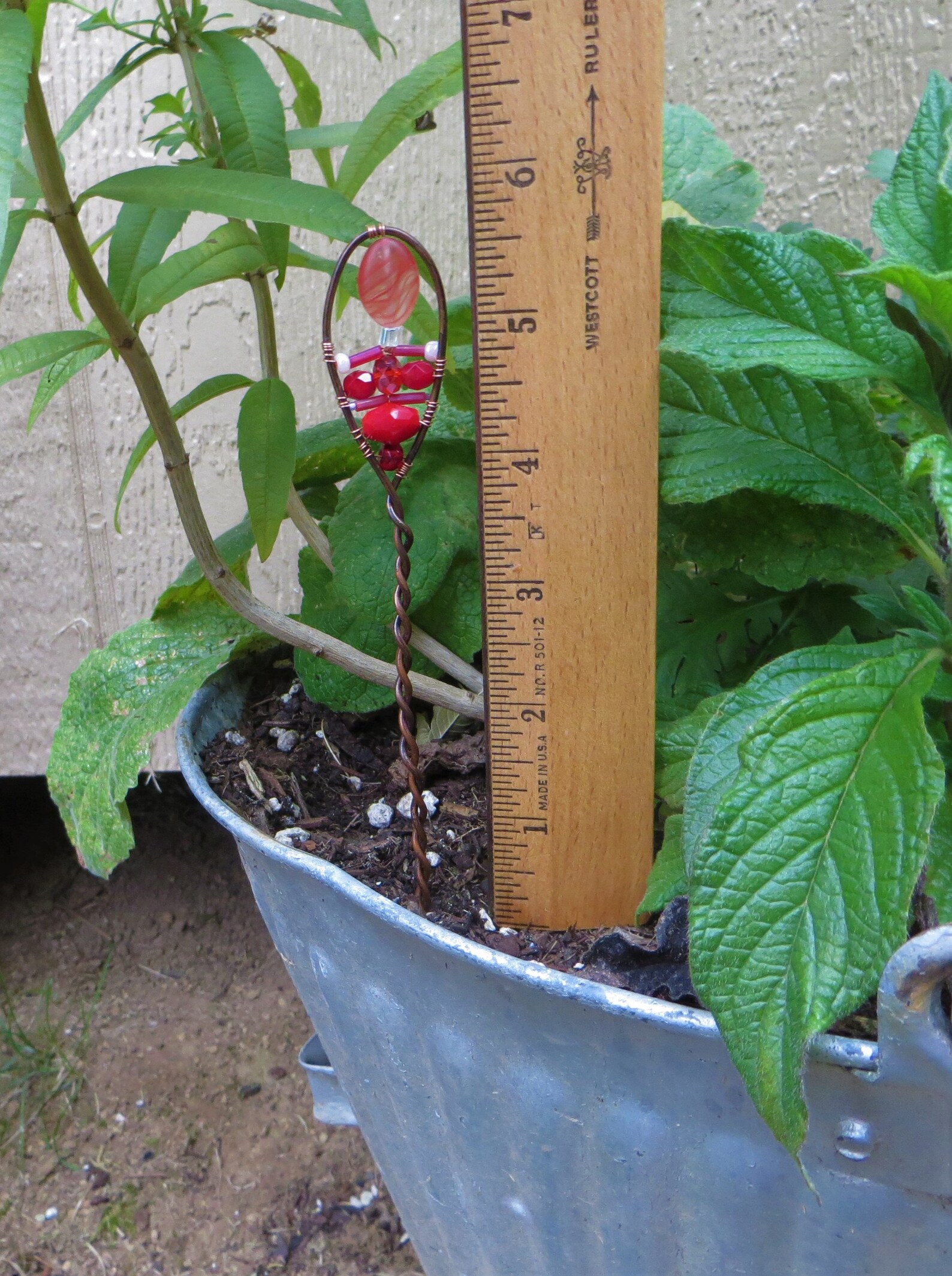 Copper and Bead Wire Plant Stake or Garden Decoration Fairy Etsy