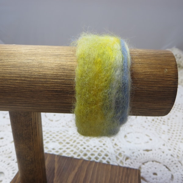 Needle Felted Cuff Bracelet Yellows and Gray Wide Unique Handmade Bracelet Cuff Needle Felted No Metal Lightweight Cuff Handmade Bracelet