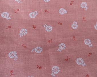 Wamsutta Pacific Pretty Floral Print Fabric Small White Flowers Coral Pink or Peach Background One Yard Cotton Fabric by Wamsutta Quilting