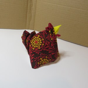 Adorable Chicken Pin Cushion Handmade Cotton Fabric Stuffed with Crushed Walnut Shells Hen or Chicken Unique Small Pincushion One of a Kind image 5