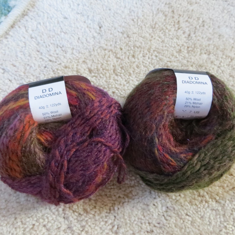 2 Skeins of Diakeito Yarn Color 311 Japanese Yarn Wool Mohair and Nylon Content 40g 122 Yards Dark Multi Color Yarn Fall Colors Diakeito