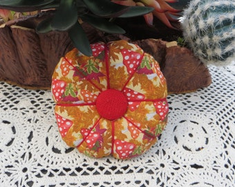 Handmade Pincushion Cute Classic Walnut Shell Stuffed Pillow Style Handmade Fabric Pincushion Cute Mushrooms and Large Pin Cushion OOAK