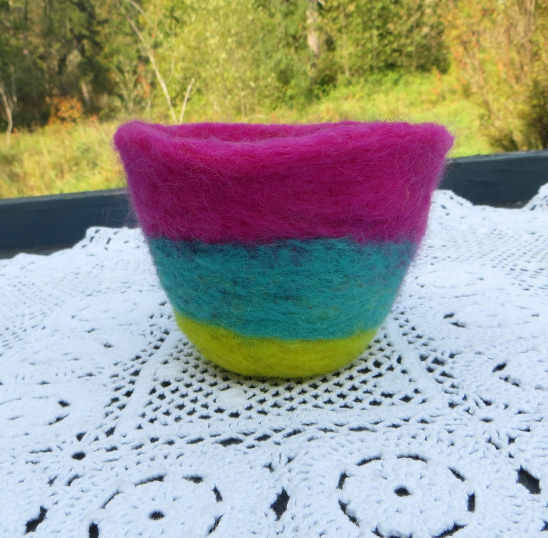 Colorful Bright Needle Felted Bowl or Dish or Decoration Etsy