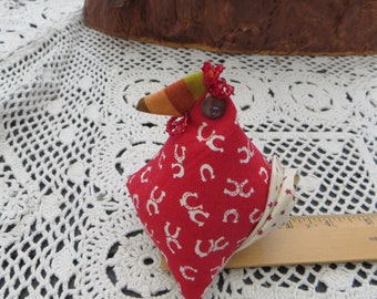 Ready to Ship Chicken Pin Cushion Handmade Cotton Fabric Stuffed with Crushed Walnut Shells Hen Unique Small Pincushion One of a Kind