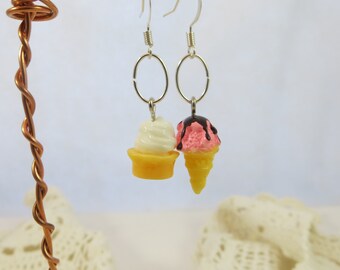 Ice Cream Cone Earrings Ice Cream Dish Earrings Novelty Earrings Kids Earrings Food Earrings Sweets Earrings Dessert Earrings Handmade