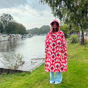 Rain Poncho - Festival Poncho - Dog walking Coat - Showerproof Coat - Pullover Poncho - Hooded Poncho - Gift for Her - Festival Clothes