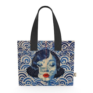 Mira Mini Cotton Tote – Organic Small Tote Bag – Artistic Canvas Totelet – Handmade in the UK by Jinty Designs