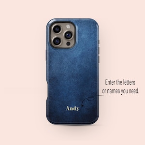 Deep navy blue phone case, Personalized Cover: iPhone & Galaxy.