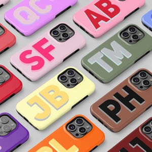 Funda personalizada con iniciales grandes, funda con monograma para iPhone 16, 15, 14, 13, 12 Pro Max, funda MagSafe, Samsung S25, S24, S23, S22 Ultra