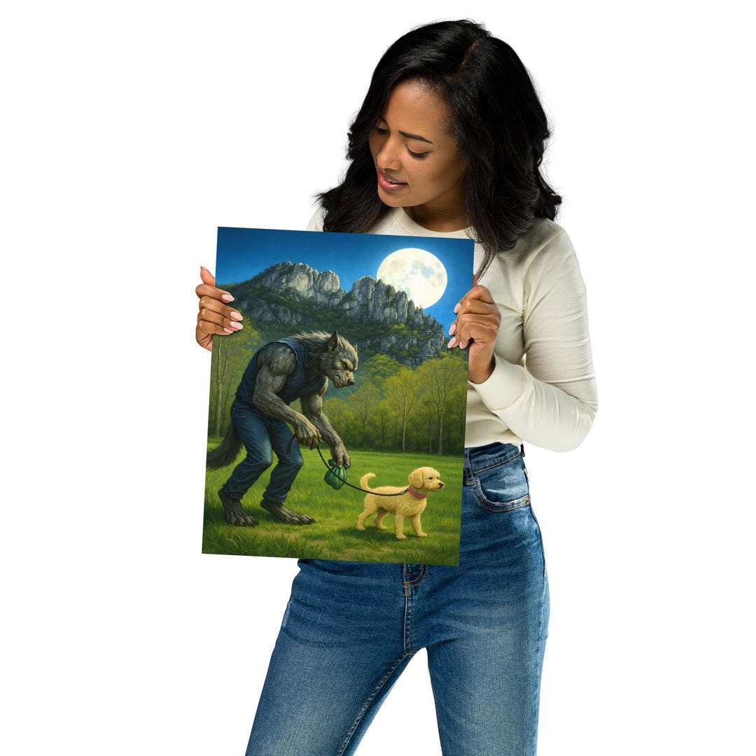 Goldendoodle and Werewolf Full Moon Walk - Poster - Etsy