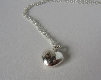 Silver heart nugget necklace