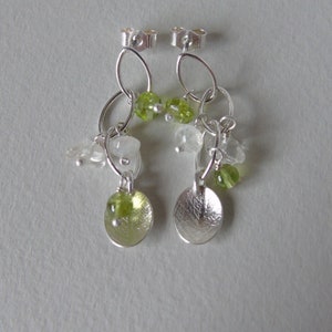 Silver mini waterfall green earrings zdjęcie 1