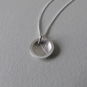 Silver mini leaf concave dome necklace image 2