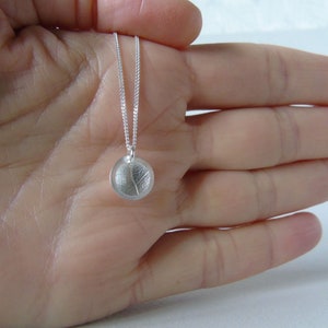 Silver mini leaf concave dome necklace image 4