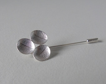 Silver leaf dish lapel pin brooch