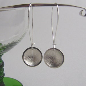Silver leaf domed earrings image 3