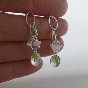 Silver mini waterfall green earrings zdjęcie 3