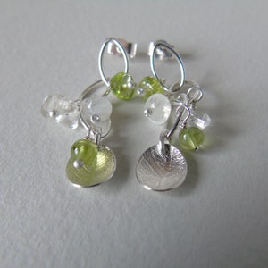 Silver mini waterfall green earrings zdjęcie 2