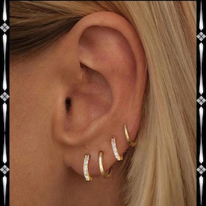 Gold Small Hoop Earring Set – Minimalist Dainty Hoops with Cubic Zirconia, Everyday Huggie Earrings Gift for Women