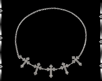Gothic Kreuz Kette Taille Gürtel: Silber Punk Körperschmuck