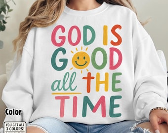 Dios es bueno PNG: Diseño de camiseta cristiana retro (descarga digital)