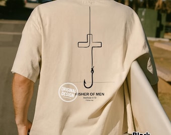 Christian Bible PNG, Cross Fish Hook PNG, Fisher of Men, Matthew 4 19 Scripture, Minimalist Vintage Doodle, Shirt Sublimation Clipart