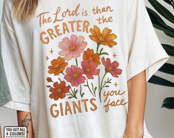 Christian Floral PNG: Inspirational Faith Quote Shirt Design (Digital Download