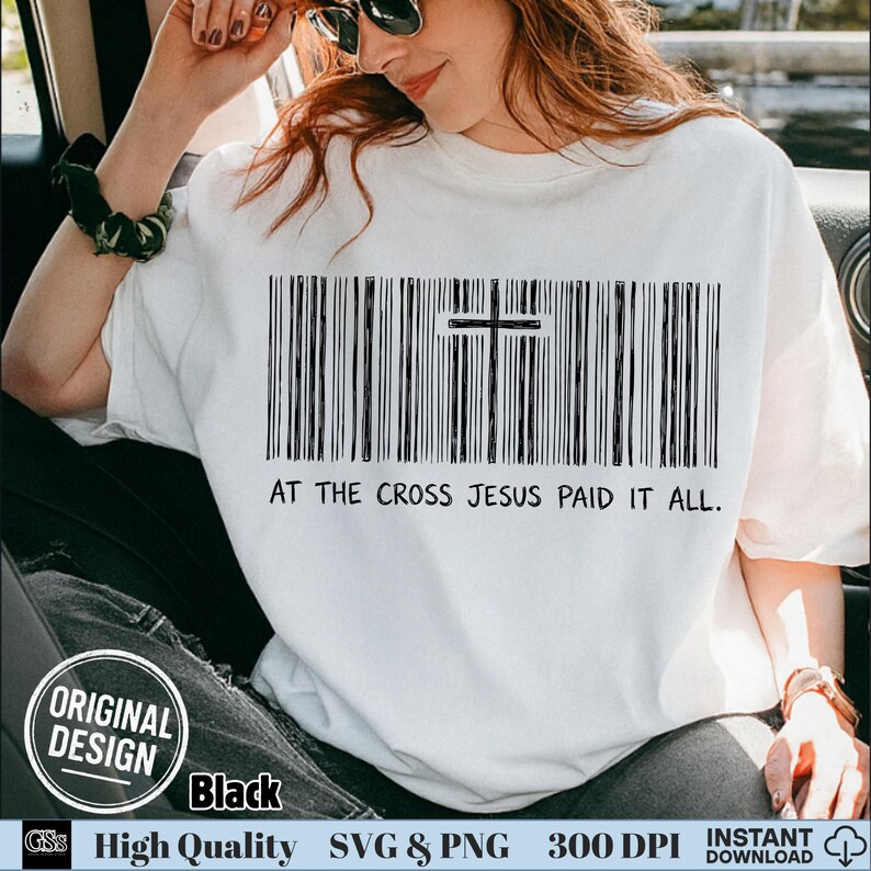 Example Bar Code Jesus Jesus Paid It All PNG, Vintage Doodle Christian Clipart (digital ...