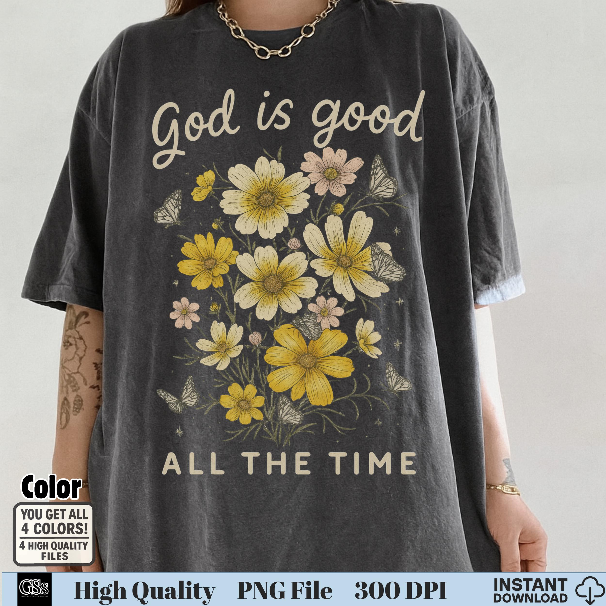 Floral Christian PNG: Vintage Butterfly Faith Shirt Design (Digital Download