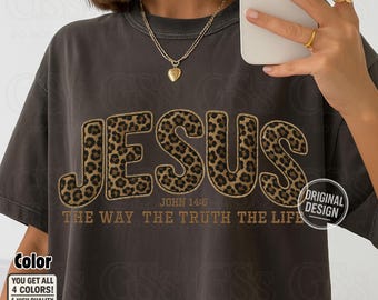 Leopard Print Jesus PNG: Christian Bible Verse (Digital Download)