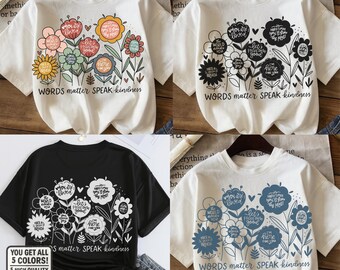 Kindness Quote PNG: Floral Mental Health Tee Clipart (Digital Download)