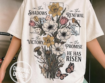 Easter Cross SVG PNG, Floral Cross PNG, He Has Risen, Vintage Christian Doodle, Religious Spring, Shirt Sublimation Clipart