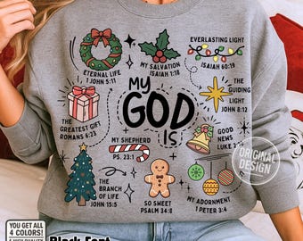 My God Is PNG, Christian Christmas Doodle, 4 Color Bundle (Digital Download)