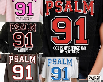 Psalm 91 PNG: Christian Bible Verse Shirt Design (Digital Download)