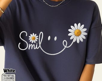 Smile Daisy PNG: Retro Flower Face Clipart (Digital Download