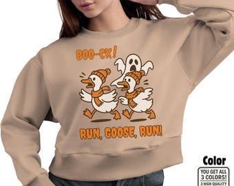 Halloween Goose PNG, Funny Duck Ghost PNG, Run Goose Run Shirt Design, Spooky Cute Birds, Vintage Clipart PNG