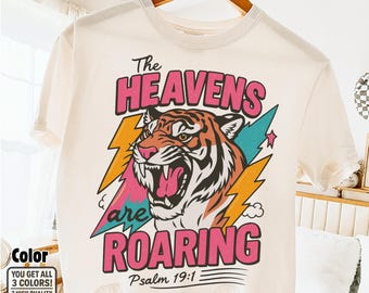 Roaring Tiger Bible Verse PNG: Retro Christian Tee Design (Digital Download