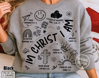 In Christus ben ik SVG, bijbelvers doodle ontwerp (PNG)