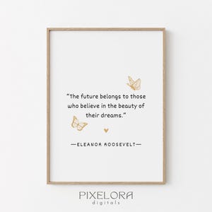 Eleanor Roosevelt Quote, Inspirational Wall Art, Motivational Poster, Quote About Dreams, Encouraging Art, Printable Decor, Digital Download
