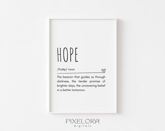 Hope Definition, Printable Wall Art, Inspirational Quote, Motivational Poster, Personal Growth, Office Wall Decor, Digital Download