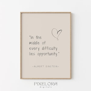 Albert Einstein Quote, Inspirational Wall Art, Motivational Poster, Famous Life Quote, Encouraging Print, Printable Decor, Digital Download