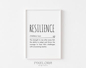 Resilience Definition, Printable Wall Art, Inspirational Quote, Motivational Poster, Personal Growth, Office Wall Decor, Digital Download