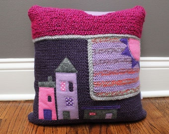 Crochet Throw Pillow Purple/Fuchsia/Lavender, Decorative Pillow, Initial, Baby Girl Gift, Nursery, 14 x 14