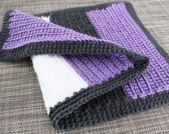 Crochet Doll Blanket Lavender/Charcoal/White 18 x 12