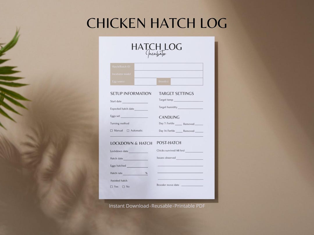 Hatching Record Incubator Hatch Log & Incubation Tracker Printable | Chicken Hatching ...