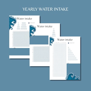 Yearly Water Tracker Printable Bundle | 3 Versions | Hydration Log