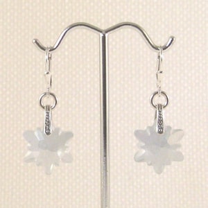 Swarovski Edelweiss Crystal Earrings:  gifts for gardener, frosted crystal, Edelweiss jewelry, Edelweiss flower, Swiss Alps, Austrian flower
