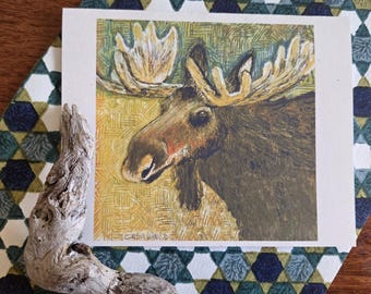 Set di biglietti d'auguri con alci, arte con alci, biglietti d'auguri, biglietti, alci, fauna selvatica